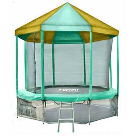 Батут OPTIFIT Like Green 14ft 4,27 м с зелено-желтой крышей