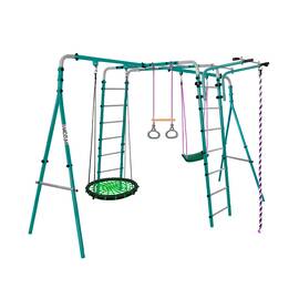 Уличный детский спортивный комплекс Midzumi Tenshi Large L (зеленое), Цвет качелей: Черно/зеленый, Комплектация комплекса: Качели ГНЕЗДО 80 см