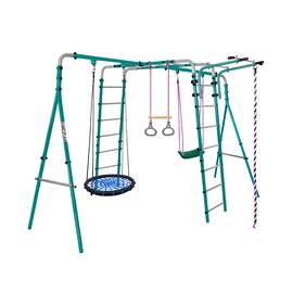 Уличный детский спортивный комплекс Midzumi Tenshi Large L (синее), Цвет качелей: Черно/синий, Комплектация комплекса: Качели ГНЕЗДО 80 см