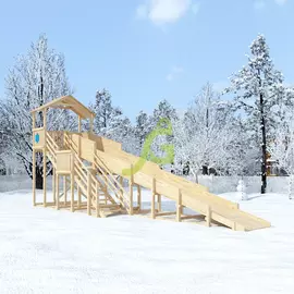 Зимняя горка "IgraGrad Snow Fox (Домик)", скат 10 м, без окраски, Покрытие: Без покрытия