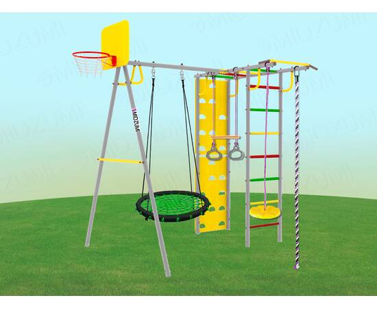 Уличный детский спортивный комплекс Midzumi Rainbow Large XL (синее), Цвет качелей: Черно/синий, Комплектация комплекса: Качели гнездо 100 смУличный детский спортивный комплекс Midzumi Rainbow Large XL (синее), Цвет качелей: Черно/синий, Комплектация комплекса: Качели гнездо 100 см[image_num]
