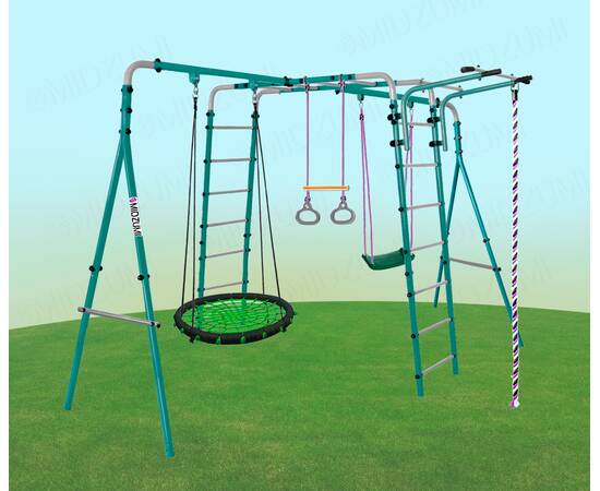 Уличный детский спортивный комплекс Midzumi Tenshi Large XL (синее), Цвет качелей: Черно/синий, Комплектация комплекса: Качели гнездо 100 смУличный детский спортивный комплекс Midzumi Tenshi Large XL (синее), Цвет качелей: Черно/синий, Комплектация комплекса: Качели гнездо 100 см[image_num]