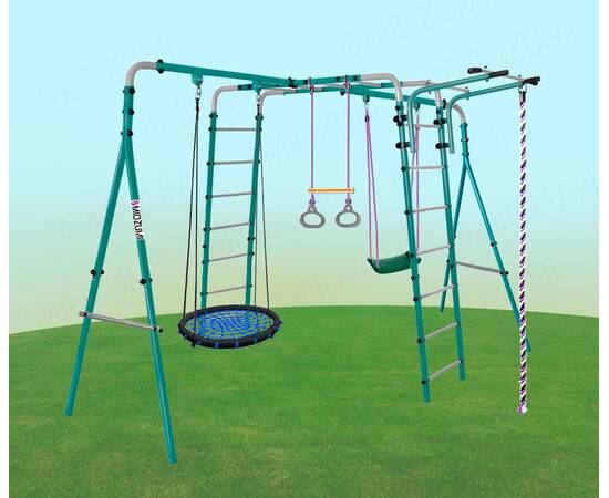 Уличный детский спортивный комплекс Midzumi Tenshi Large L (зеленое), Цвет качелей: Черно/зеленый, Комплектация комплекса: Качели ГНЕЗДО 80 смУличный детский спортивный комплекс Midzumi Tenshi Large L (зеленое), Цвет качелей: Черно/зеленый, Комплектация комплекса: Качели ГНЕЗДО 80 см[image_num]