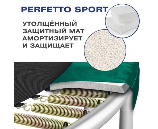 Батут с защитной сеткой "PERFETTO SPORT ACTIVITY 12" диаметр 3,7 м зелёный, Цвет: ЗеленыйБатут с защитной сеткой "PERFETTO SPORT ACTIVITY 12" диаметр 3,7 м зелёный, Цвет: Зеленый[image_num]
