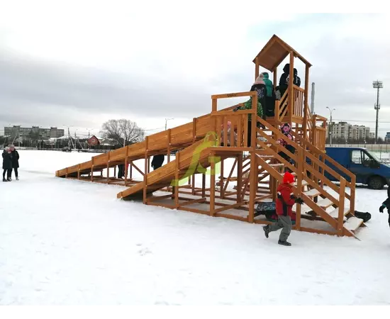 Зимняя деревянная горка "IgraGrad Snow Fox 12 м" с двумя горками (две лестницы), без окраски, Покрытие: Без покрытияЗимняя деревянная горка "IgraGrad Snow Fox 12 м" с двумя горками (две лестницы), без окраски, Покрытие: Без покрытия[image_num]