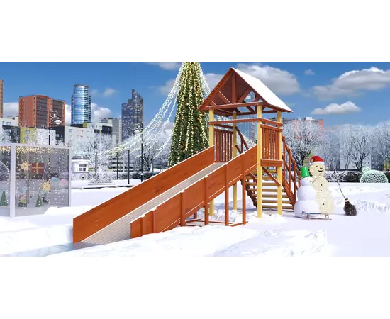 Зимняя горка Савушка Зима 5/1 (ширина ската 1,25 м), Покрытие: ЛК покрытие с разрешающим сертификатом для покрытия детских игровых площадокЗимняя горка Савушка Зима 5/1 (ширина ската 1,25 м), Покрытие: ЛК покрытие с разрешающим сертификатом для покрытия детских игровых площадок[image_num]