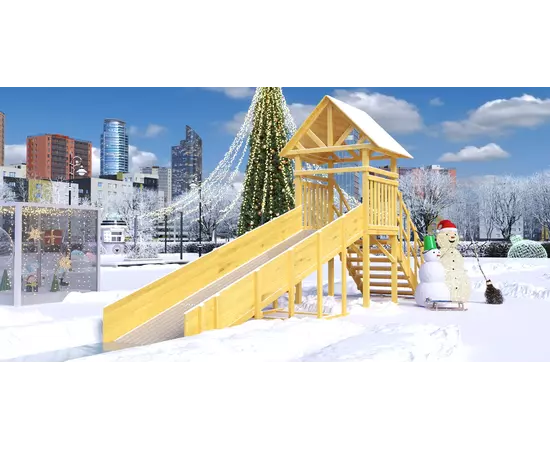 Зимняя горка Савушка Зима Wood 5/1 (ширина ската 1,25 м), Покрытие: Без покрытияЗимняя горка Савушка Зима Wood 5/1 (ширина ската 1,25 м), Покрытие: Без покрытия[image_num]